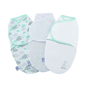 Unisex (5005) 10-Little Lambs Adjustable Swaddle Wrap - Size Small/Medium, Fits Babies 0-3 Months/7-14 lbs., 3-Pack