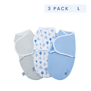 Boy (5003) 14-Little Lambs Adjustable Swaddle Wrap - Size Large, Fits Babies 3-6 Months/14-18 lbs., 3-Pack