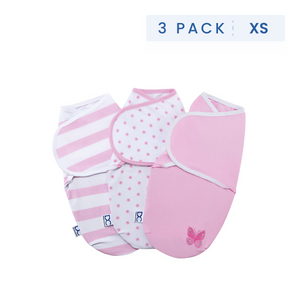 Girl (5004) 11-Little Lambs Adjustable Swaddle Wrap - Size Extra Small, Fits Babies 0-3 Months/4-7 lbs., 3-Pack