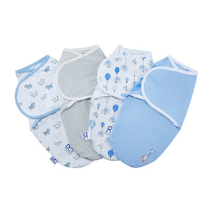 Boy (5003) 3-Little Lambs Adjustable Swaddle Wrap - Size Small/Medium, Fits Babies 0-3 Months/7-14 lbs., 4-Pack