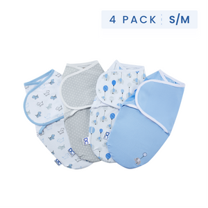 Boy (5003) 8-Little Lambs Adjustable Swaddle Wrap - Size Small/Medium, Fits Babies 0-3 Months/7-14 lbs., 4-Pack