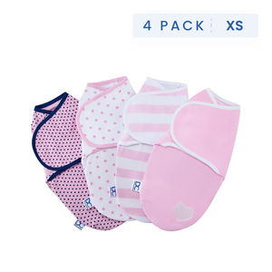 Girl (5004) 11-Little Lambs Adjustable Swaddle Wrap - Size Extra Small, Fits Babies 0-3 Months/4-7 lbs., 4-Pack