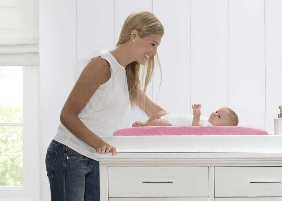 Pink (210C) 1-Personalized Contoured Changing Pad with Plush Cover