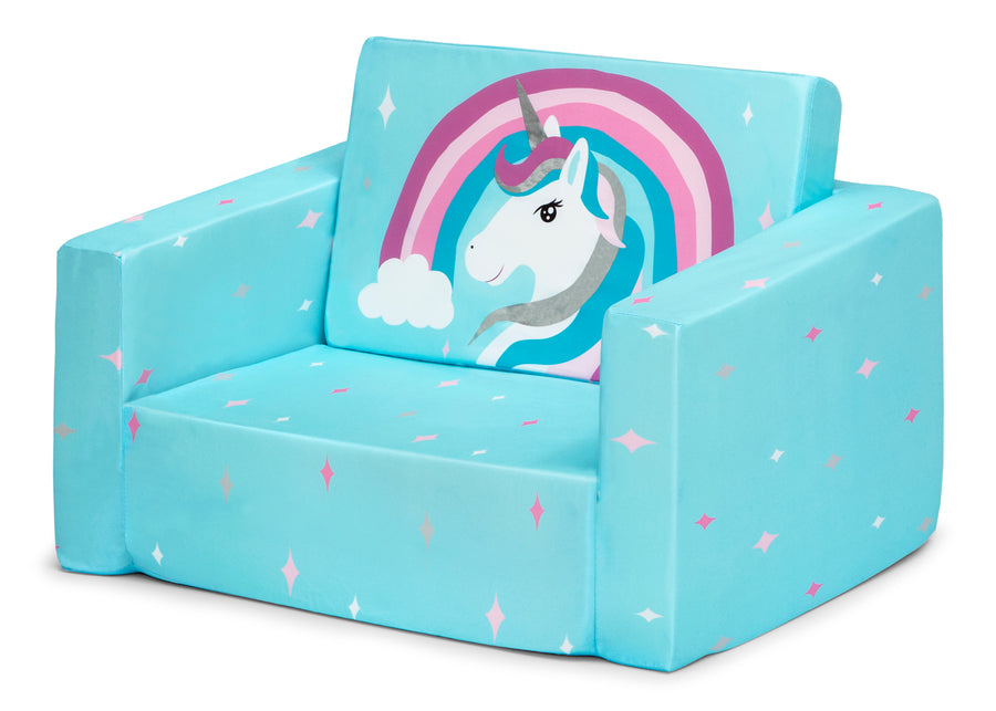 Blue Unicorn (5060) 6-Unicorn Cozee Flip Out Chair - 2-in-1 Convertible Chair to Lounger for Kids