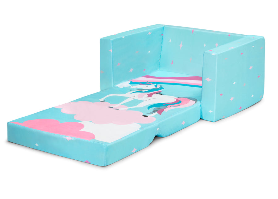 Blue Unicorn (5060) 7-Unicorn Cozee Flip Out Chair - 2-in-1 Convertible Chair to Lounger for Kids