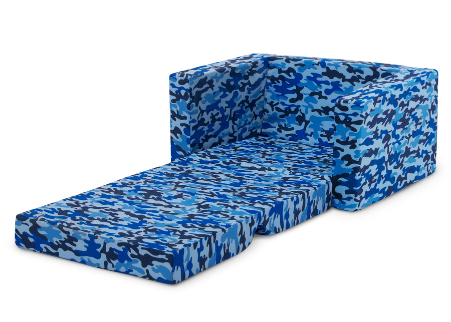 Blue Camo (5061) 18-Cozee Flip-Out Chair - 2-in-1 Convertible Chair to Lounger for Kids