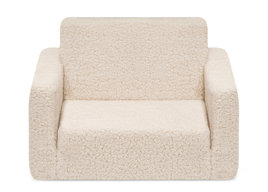Cream Sherpa (5030) 12-Cozee Flip-Out Sherpa 2-in-1 Convertible Chair to Lounger for Kids