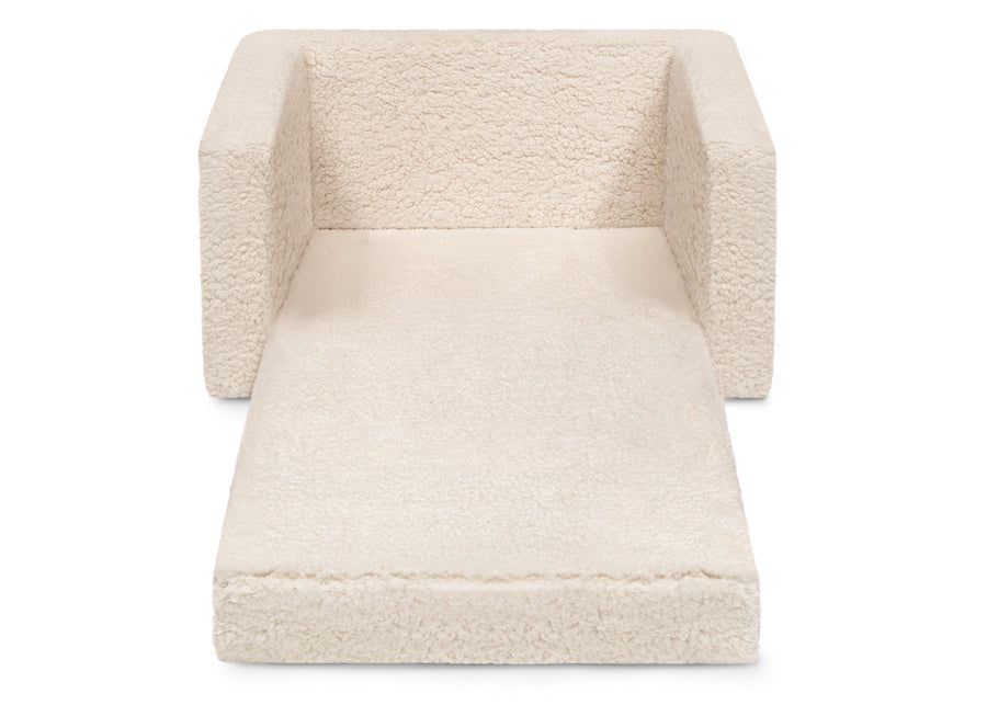 Cream Sherpa (5030) 16-Cozee Flip-Out Sherpa 2-in-1 Convertible Chair to Lounger for Kids