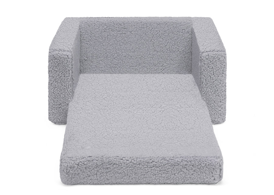 Grey Sherpa (5031) 5-Cozee Flip-Out Sherpa 2-in-1 Convertible Chair to Lounger for Kids
