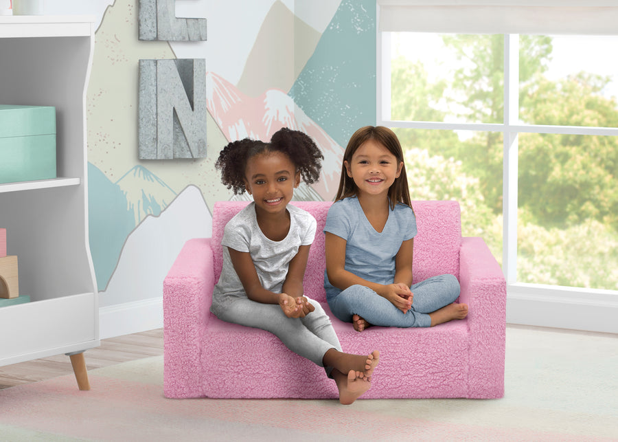 Pink Sherpa (5032) 16-Cozee Flip-Out Sherpa 2-in-1 Convertible Sofa to Lounger for Kids