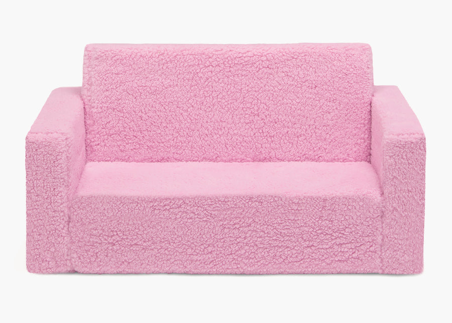 Pink Sherpa (5032) 17-Cozee Flip-Out Sherpa 2-in-1 Convertible Sofa to Lounger for Kids
