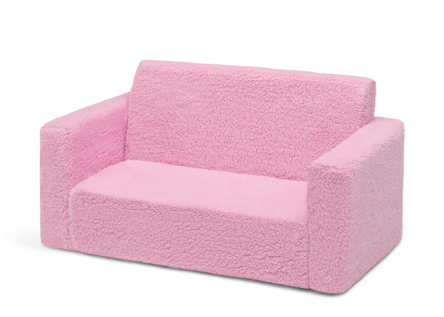 Pink Sherpa (5032)  19-Cozee Flip-Out Sherpa 2-in-1 Convertible Sofa to Lounger for Kids