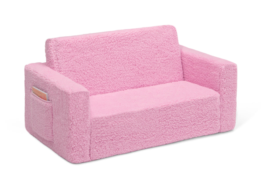 Pink Sherpa (5032) 18-Cozee Flip-Out Sherpa 2-in-1 Convertible Sofa to Lounger for Kids