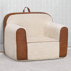 Cream Sherpa with Brown Leather (5047) 20-Cozee Sherpa and Faux Leather Chair for Kids