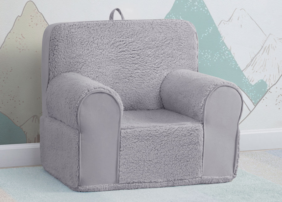Grey Sherpa with Grey Suede (5048) 2-Deluxe Cozee Sherpa and Suede Chair for Kids