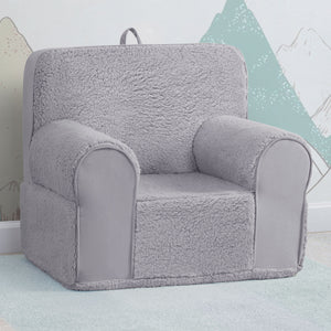 Grey Sherpa with Grey Suede (5048) 13-Deluxe Cozee Sherpa and Suede Chair for Kids