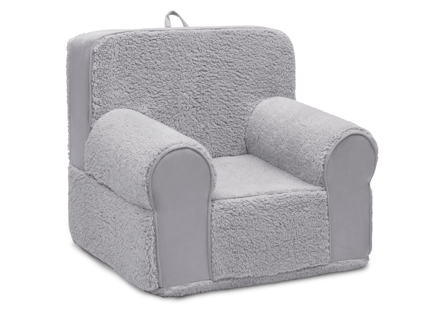 Grey Sherpa with Grey Suede (5048) 4-Deluxe Cozee Sherpa and Suede Chair for Kids