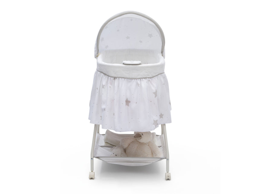 Delta Children Stardust (2066) Deluxe Sweet Beginnings Bassinet, Front Silo View h2h 19-Deluxe Sweet Beginnings Bassinet