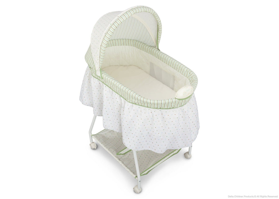 Delta Children Scarborough White (110) Ultimate Sweet Beginnings Bassinet, Above View h3h 35-Ultimate Sweet Beginnings Bassinet