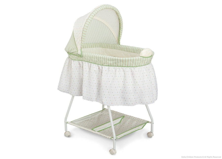 Delta Children Scarborough White (110) Ultimate Sweet Beginnings Bassinet, Side View h1h 3-Ultimate Sweet Beginnings Bassinet