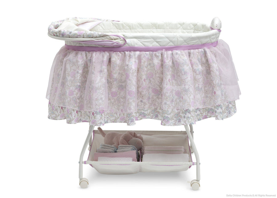 Delta Children Victorian Floral (303) Ultimate Sweet Beginnings Bassinet, Full Side View with Canopy Option c2c 11-Ultimate Sweet Beginnings Bassinet