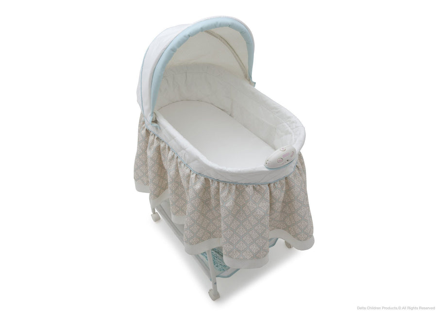 Delta Children Flourish (323) Ultimate Sweet Beginnings Bassinet, Above View d3d 20-Ultimate Sweet Beginnings Bassinet