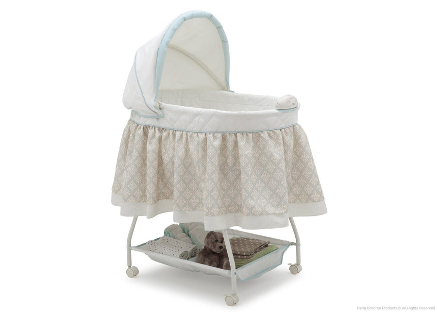 Delta Children Flourish (323) Ultimate Sweet Beginnings Bassinet, Side View d1d 9-Ultimate Sweet Beginnings Bassinet