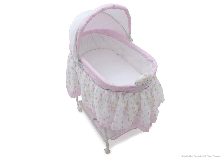 Delta Children English Garden (664) Ultimate Sweet Beginnings Bassinet, Above View h3h 32-Ultimate Sweet Beginnings Bassinet