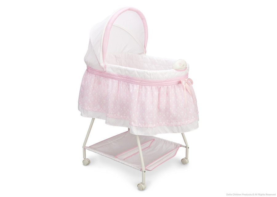 Delta Children Elegant Girl (680) Ultimate Sweet Beginnings Bassinet, Right Side View j1j 17-Ultimate Sweet Beginnings Bassinet