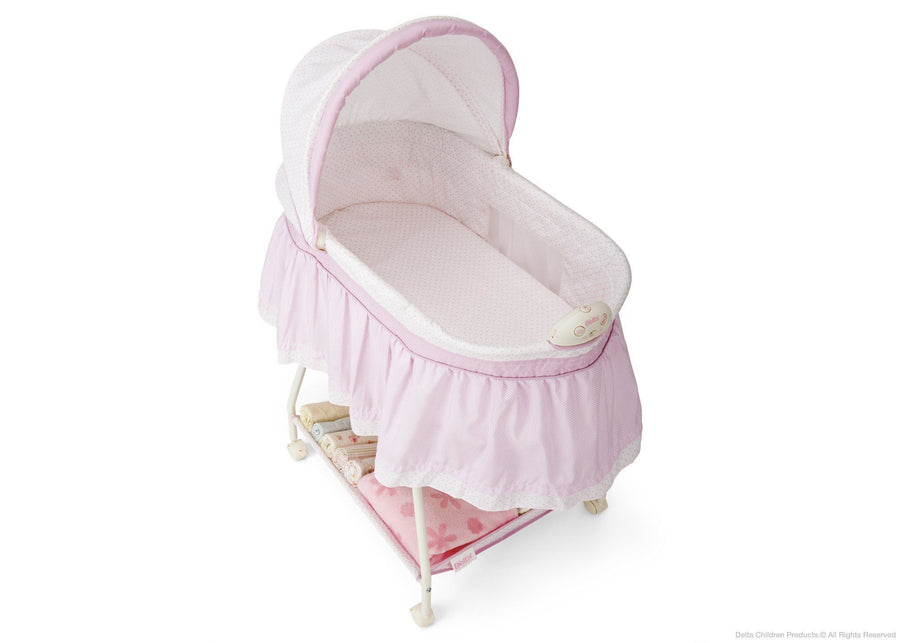 Delta Children Sweetest Girl (681) Ultimate Sweet Beginnings Bassinet, Above View g4g 23-Ultimate Sweet Beginnings Bassinet