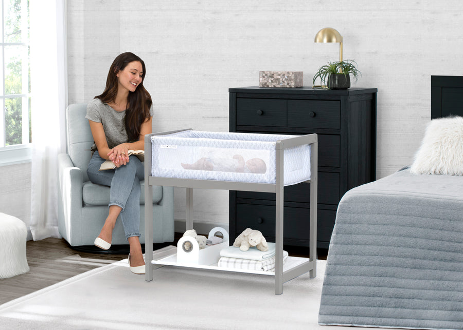 Classic Wood Bedside Bassinet Sleeper - Portable Crib with High-End Wood Frame Link (2233) 1-Classic Wood Bedside Bassinet Sleeper - Portable Crib with High-End Wood Frame