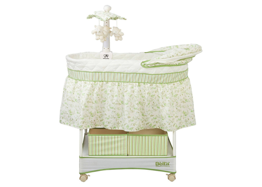 Delta Children Scarborough White (110) Smooth Glide Bassinet Full Left View b3b 5-Deluxe Gliding Bassinet