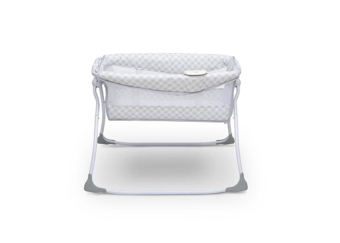 Delta Children Grey Infinity (434) Newborn Soothing Sleeper Bassinet, Side Silo View