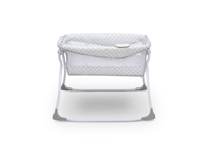 Delta Children Grey Infinity (434) Newborn Soothing Sleeper Bassinet, Side Silo View 3-Newborn Soothing Sleeper Bassinet