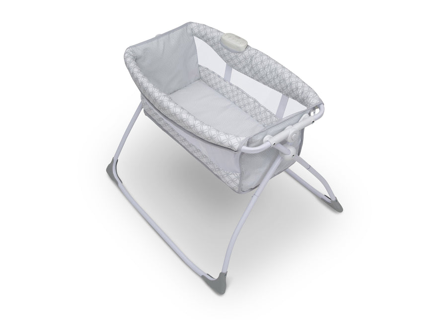 Delta Children Grey Infinity (434) Newborn Soothing Sleeper Bassinet, Top Silo View 4-Newborn Soothing Sleeper Bassinet