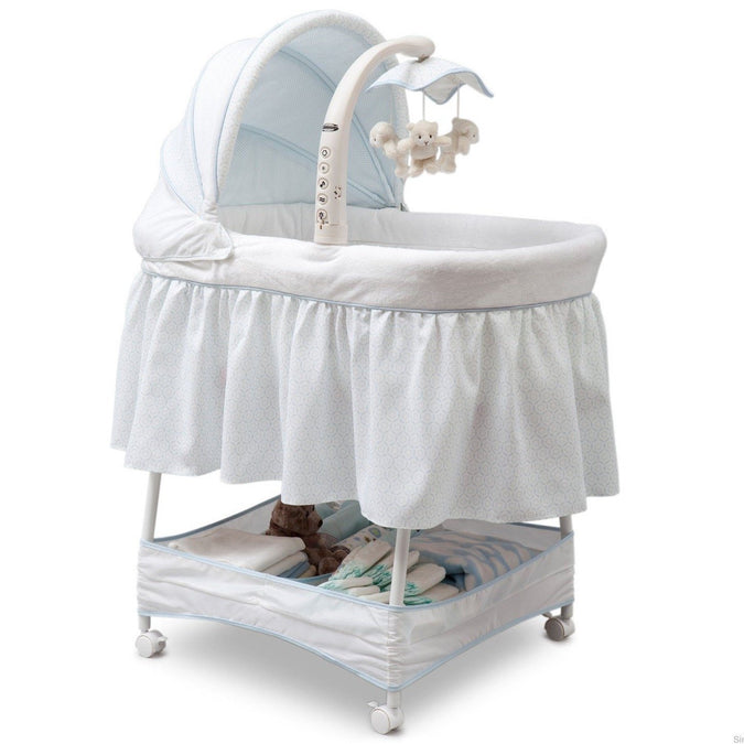 Delta Children Whisper (463) Slumber Time Elite Gliding Bassinet, Right Side View d1d 20-Slumber Time Elite Gliding Bassinet