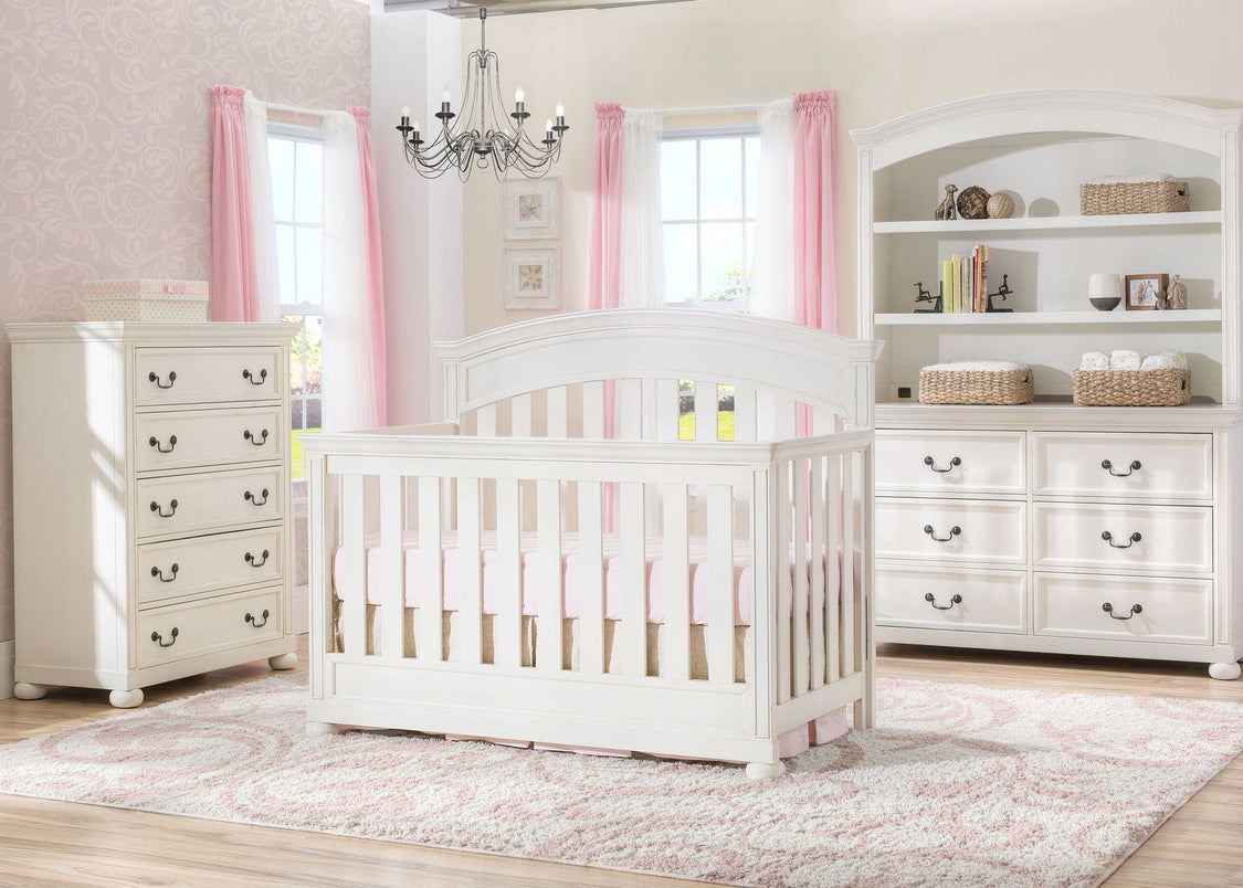Simmons Kids Vintage White (120) Castille Crib 'N' More, Crib Conversion, Room View a1a