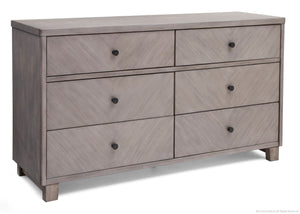Simmons Kids Stained Grey (054) Chevron 6 Drawer Dresser, Side View a2a 8-Chevron 6 Drawer Dresser
