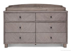 Simmons Kids Stained Grey (054) Chevron 6 Drawer Dresser, Front View with Changing Top a3a 3-Chevron 6 Drawer Dresser
