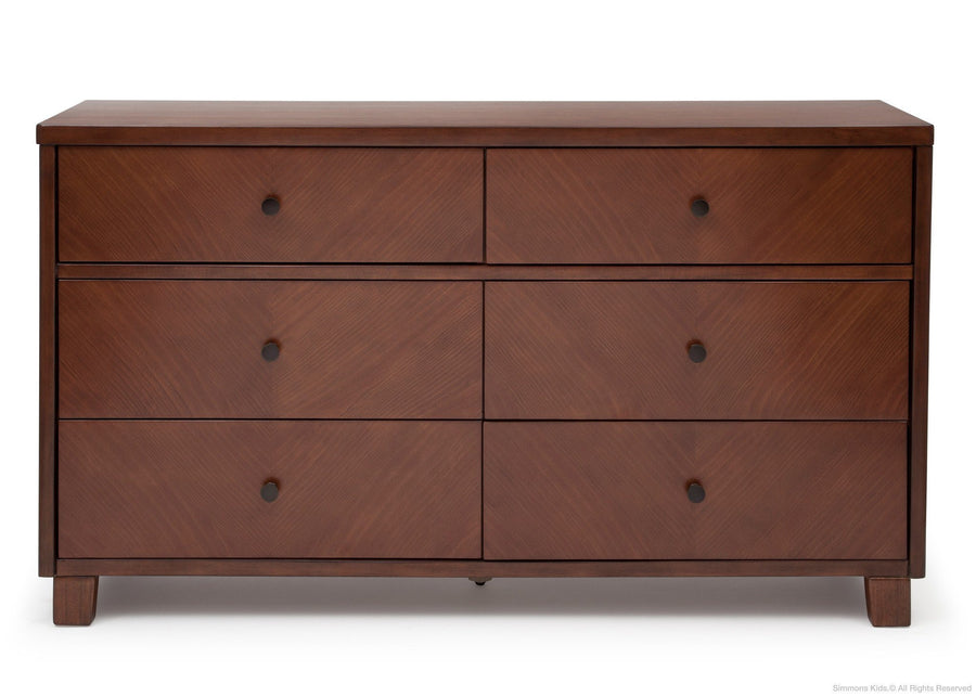 Simmons Kids Espresso Truffle (208) Chevron 6 Drawer Dresser, Front View b1b 5-Chevron 6 Drawer Dresser