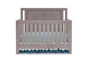 Simmons Kids Stained Grey (054) Chevron Crib 'N' More, Crib Conversion Front View a1a 3-Chevron Crib 'N' More