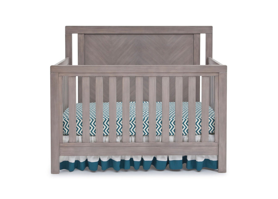 Simmons Kids Stained Grey (054) Chevron Crib 'N' More, Crib Conversion Front View a1a 2-Chevron Crib 'N' More
