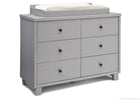 Simmons Kids Grey (026) Rowen Double Dresser (320030), Side View with Topper and Props a4a 3-Rowen Double Dresser