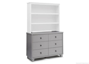 Simmons Kids Grey (026) Rowen Double Dresser (320030), Right Side View with Rowen Bookcase & Hutch a6a 3-Rowen Double Dresser