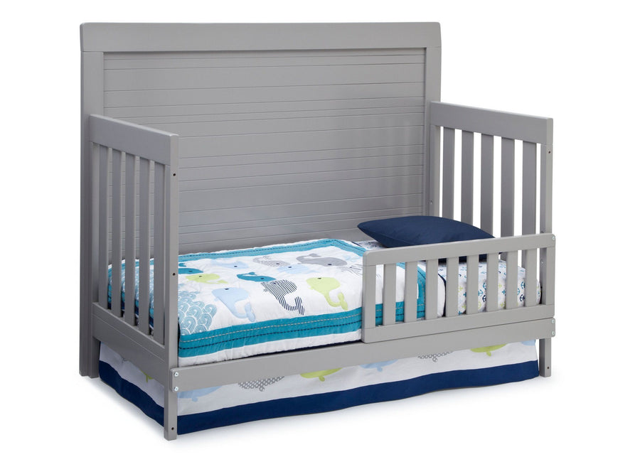 Simmons Kids Grey (026) Rowen Crib (320180), Side View with Toddler Bed Conversion a3a 3-Rowen 4-in-1 Crib