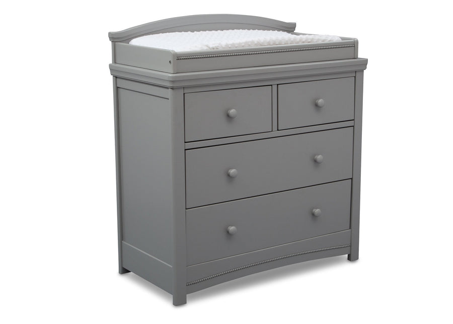 Simmons Kids Grey (026) Emma 4 Drawer Dresser with Changing Top Right Facing View with Pad 2-Emma 4 Drawer Dresser with Changing Top
