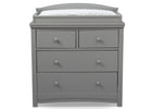 Simmons Kids Grey (026) Emma 4 Drawer Dresser with Changing Top Front Facing View with Pad a1a 4-Emma 4 Drawer Dresser with Changing Top