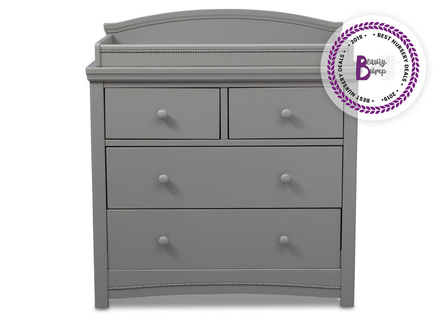 Simmons Kids Grey 026 Emma 4 Drawer Dresser with Changing Top Front Facing View 1-Emma 4 Drawer Dresser with Changing Top