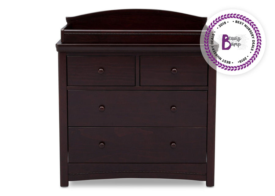 Simmons Kids Black Espresso 907 Emma 4 Drawer Dresser with Changing Top Front Facing View b1b 8-Emma 4 Drawer Dresser with Changing Top