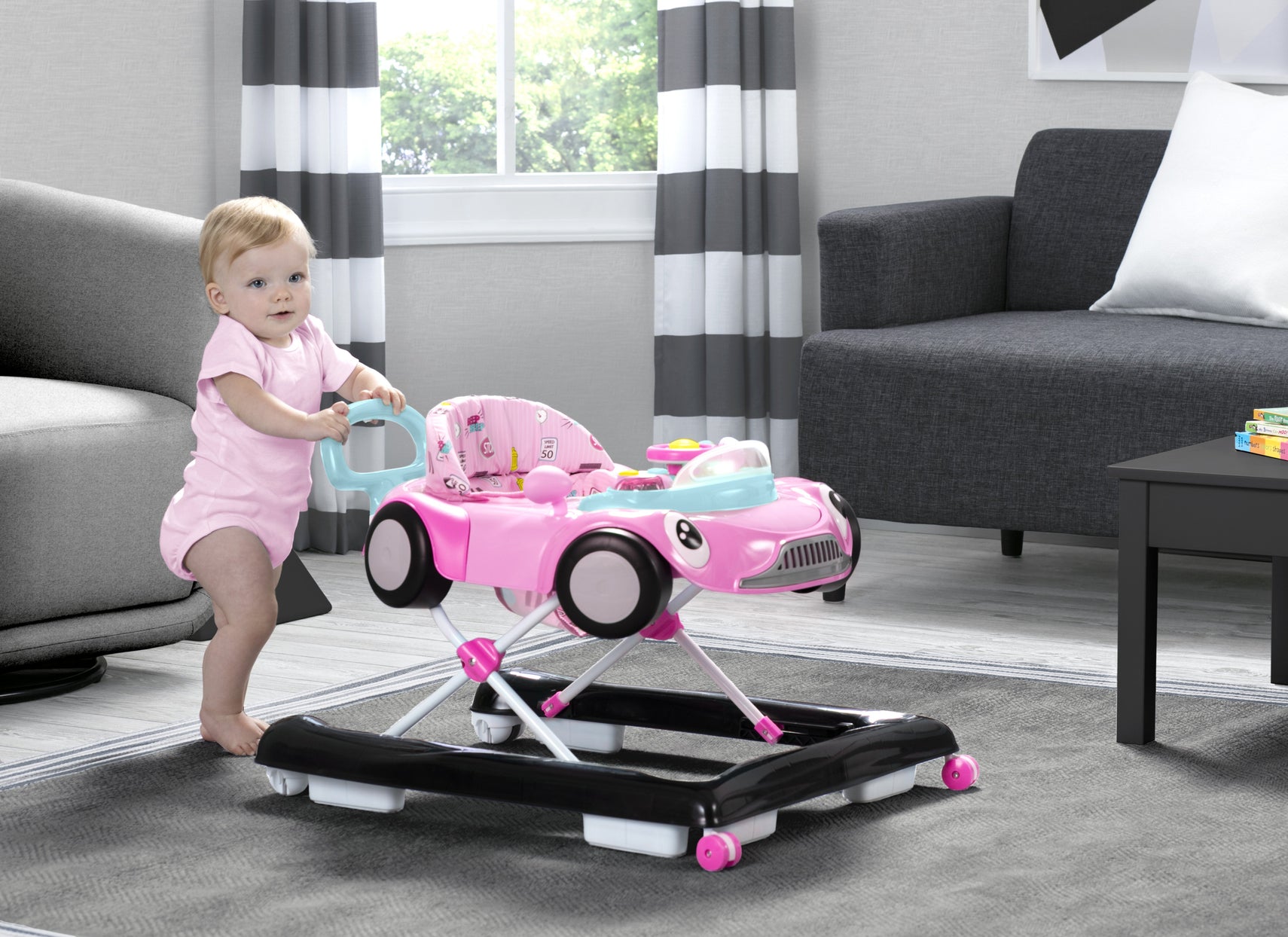 Delta Children Pink (2097) First Race 2-in-1 Baby Walker, Model View